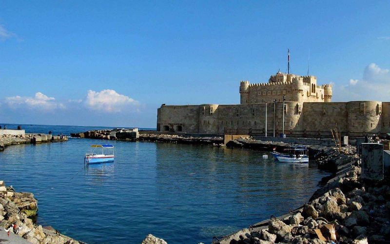 Alexandria Qaitbay Citadel in Egypt. Fort Qaitbay is situated on the most visible location of Alexandria city.